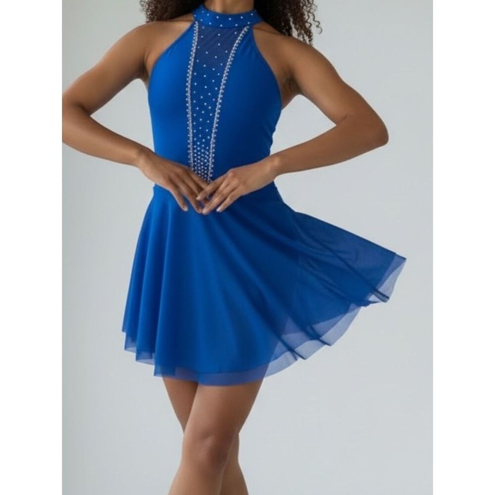 Georgie Girl Custom solo dance costume royal blue rhinestoned lyrical dress SA